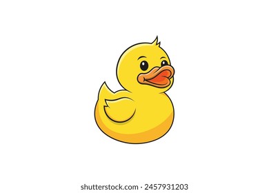 cute duck cartoon, happy duck icon vector