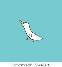 Cute duck cartoon illustration, flat illustration mascot duck icon, Editable vector file for all your graphic needs