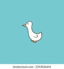 Cute duck cartoon illustration, flat illustration mascot duck icon, Editable vector file for all your graphic needs