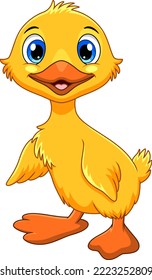 Cute duck cartoon illustration with smiling facial expression