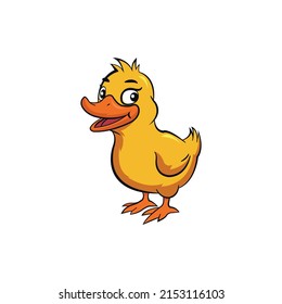 Caricatura de pato lindo aislada en fondo blanco