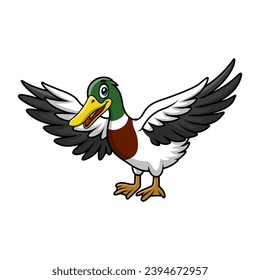 Cute duck cartoon on white background