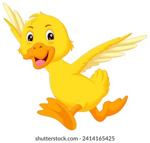 Cute Duck Cartoon Running Vector Illustration. Animal Nature Icon Concept Isolated Premium Vector