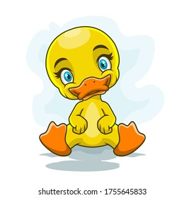 Cute duck cartoon with a smiling face