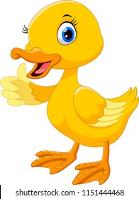 Cute duck cartoon thumb up.