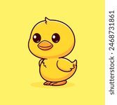 Cute Duck Cartoon Vector Icon Illustration. Animal Nature Icon Concept Isolated Premium Vector. Flat Cartoon Style