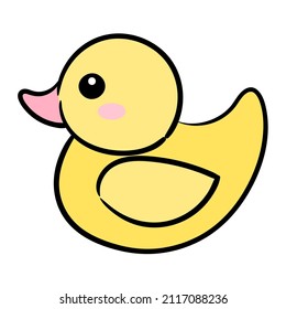 Dibujo vectorial de dibujos animados de pato. Icono de pato de goma amarillo