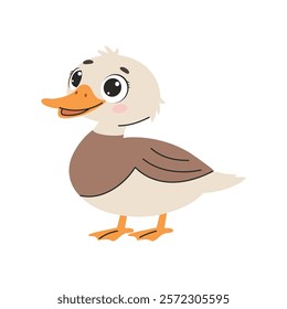 Cute duck cartoon vector Illustration isolated on a white background.