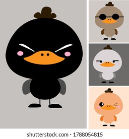cute duck cartoon vector set