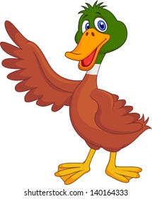 Cute Duck Cartoon Waving