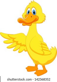 Cute duck cartoon waving