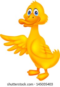 Cute duck cartoon waving