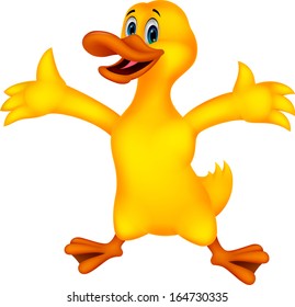Cute duck cartoon waving