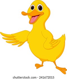 Cute duck cartoon waving 