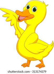 cute duck cartoon waving