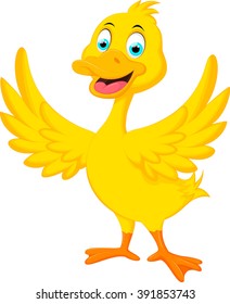 Cute duck cartoon waving