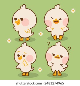 Cute Duck Character Logo Emoticon Sticker Expression Illustration