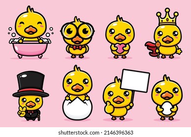 cute duck character mascot design