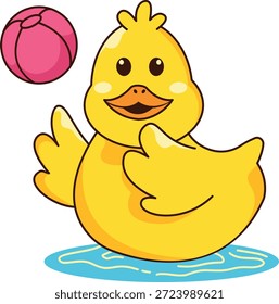 Carácter lindo del pato. Vector ilustración de dibujos animados.