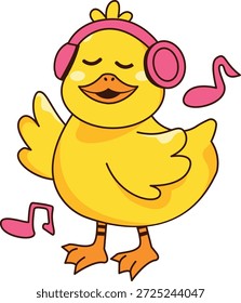 Carácter lindo del pato. Vector ilustración de dibujos animados.