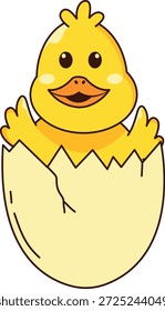 Carácter lindo del pato. Vector ilustración de dibujos animados.
