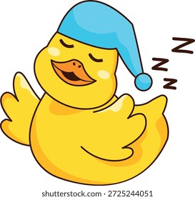 Carácter lindo del pato. Vector ilustración de dibujos animados.