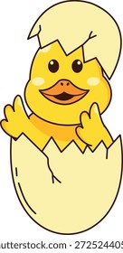 Carácter lindo del pato. Vector ilustración de dibujos animados.