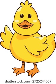 Carácter lindo del pato. Vector ilustración de dibujos animados.