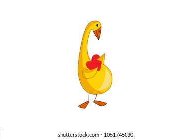 Cute Duck Character. Vector Illustration. Isolated on white Background.