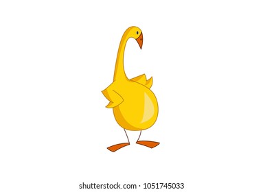 Cute Duck Character. Vector Illustration. Isolated on white Background.