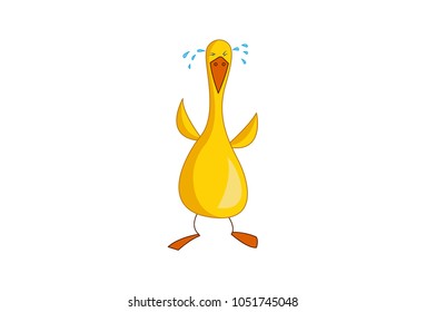 Cute Duck Character. Vector Illustration. Isolated on white Background.