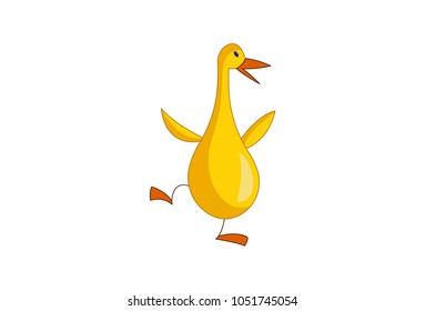 Cute Duck Character. Vector Illustration. Isolated on white Background.
