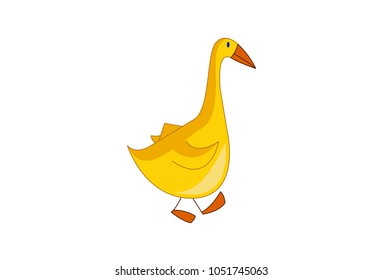 Cute Duck Character. Vector Illustration. Isolated on white Background.