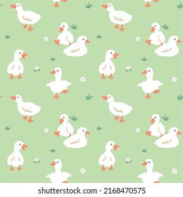 cute duck and chicken seamless pattern, cartoon repeat, pastel background