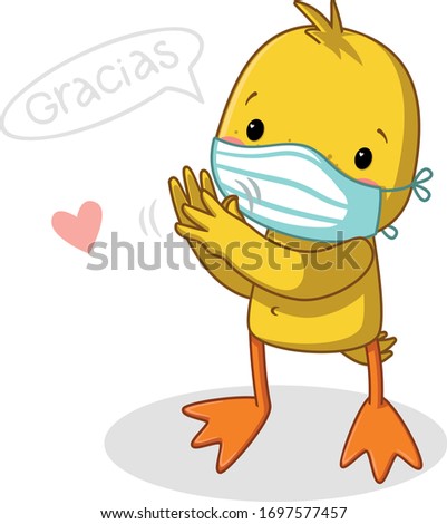 cute duck claps hands and thanks