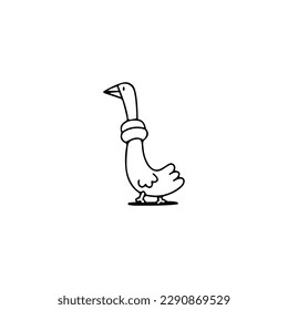cute duck doodle illustration vector