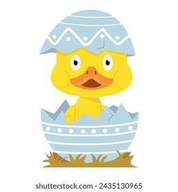 Cute duck in egg easter