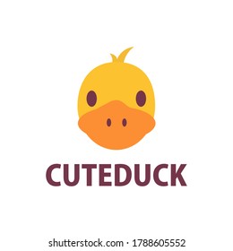 cute duck flat logo vector icon illustration
