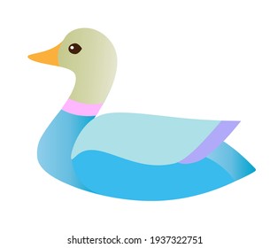 Cute duck flat style design vector illustration.
