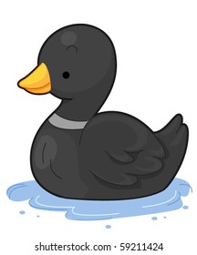 A Cute Duck Floating on Water - Vector