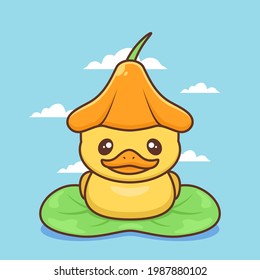 cute duck with flower on its head