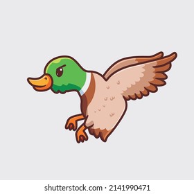 cute duck flying landing. isolated cartoon animal nature illustration. Flat Style suitable for Sticker Icon Design Premium Logo vector. Mascot Character