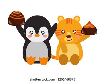 cute duck and fox sweet candies lollipop