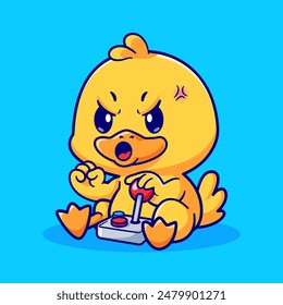 Cute Duck Gaming Cartoon Vector Icon Illustration. Animal Technology Icon Concept Isolated Premium Vector. Flat Cartoon Style