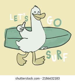 cute duck graphic tee design for kids market as vector 