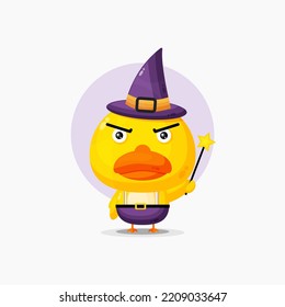 Cute duck with hat and magic wand
