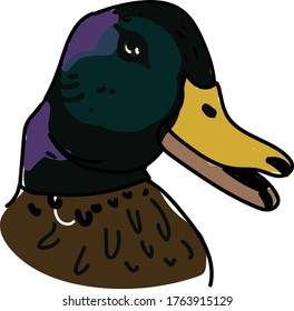 Cute duck head illustration vector colorful editorial