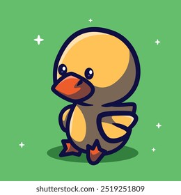 cute duck icon vector character illustration
