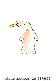 cute duck icon watercolor illustration	
