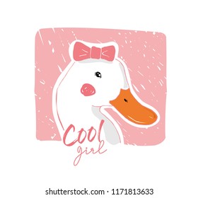 Cute duck illustration with typography